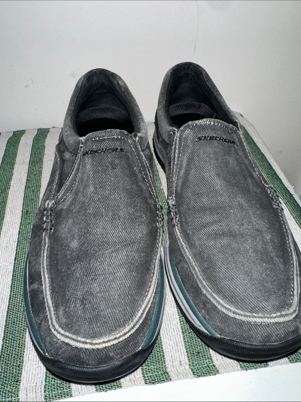Skechers Men's Slip-On Canvas Loafers in Charcoal Gray